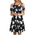 thumbnail image 2 of Lilgiuy Women Casual Fashion Short Sleeve Off Shoulder Ruffle Dress High Waist Maxi Dress, 2 of 5
