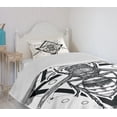 thumbnail image 4 of Ambesonne Queen Bee Quilted Bedspread Set 2 Pcs, Beehive Pattern Bug, Twin Size, Black White, 4 of 6