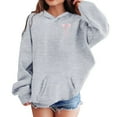 thumbnail image 5 of Confree Sweatshirts For Girls Spring Autumn Graphic Print Long Sleeve Hoodies Everyday Wear Casual Comfortable Big Girls Pullover Top Size 9-10 Years Gray, 5 of 6