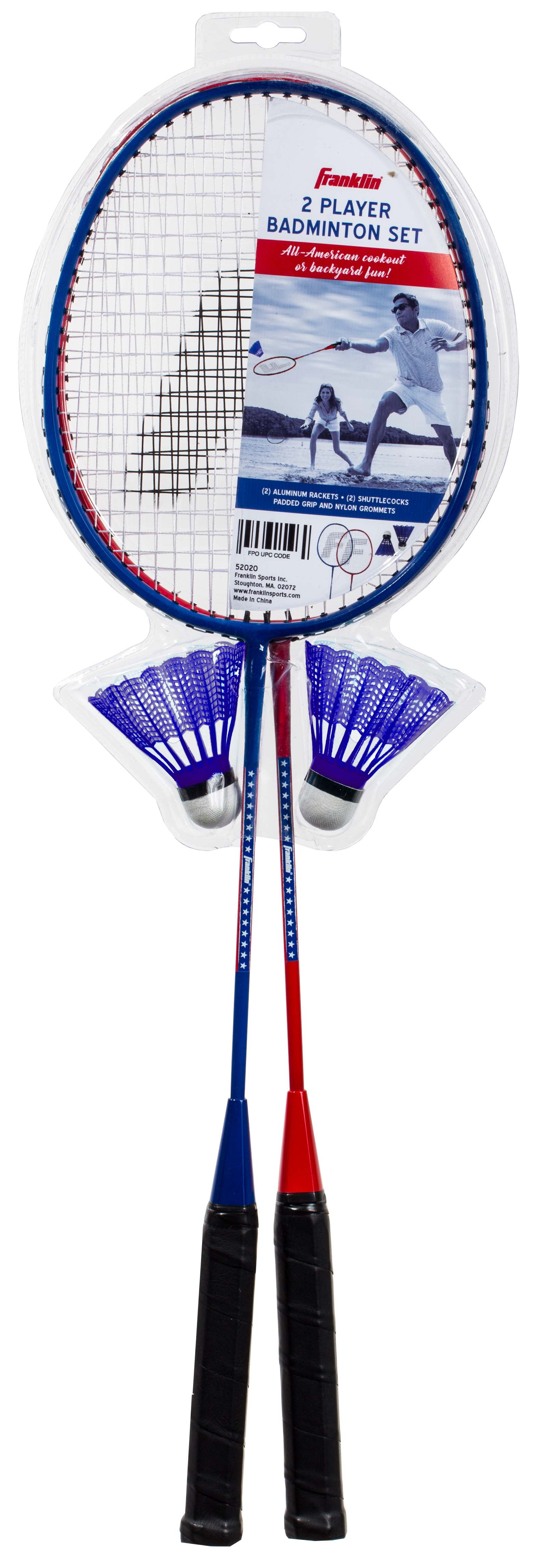 Badminton 4 Player Game Set with 26" Padded Grip Rackets 2 Durable Shuttlecocks 