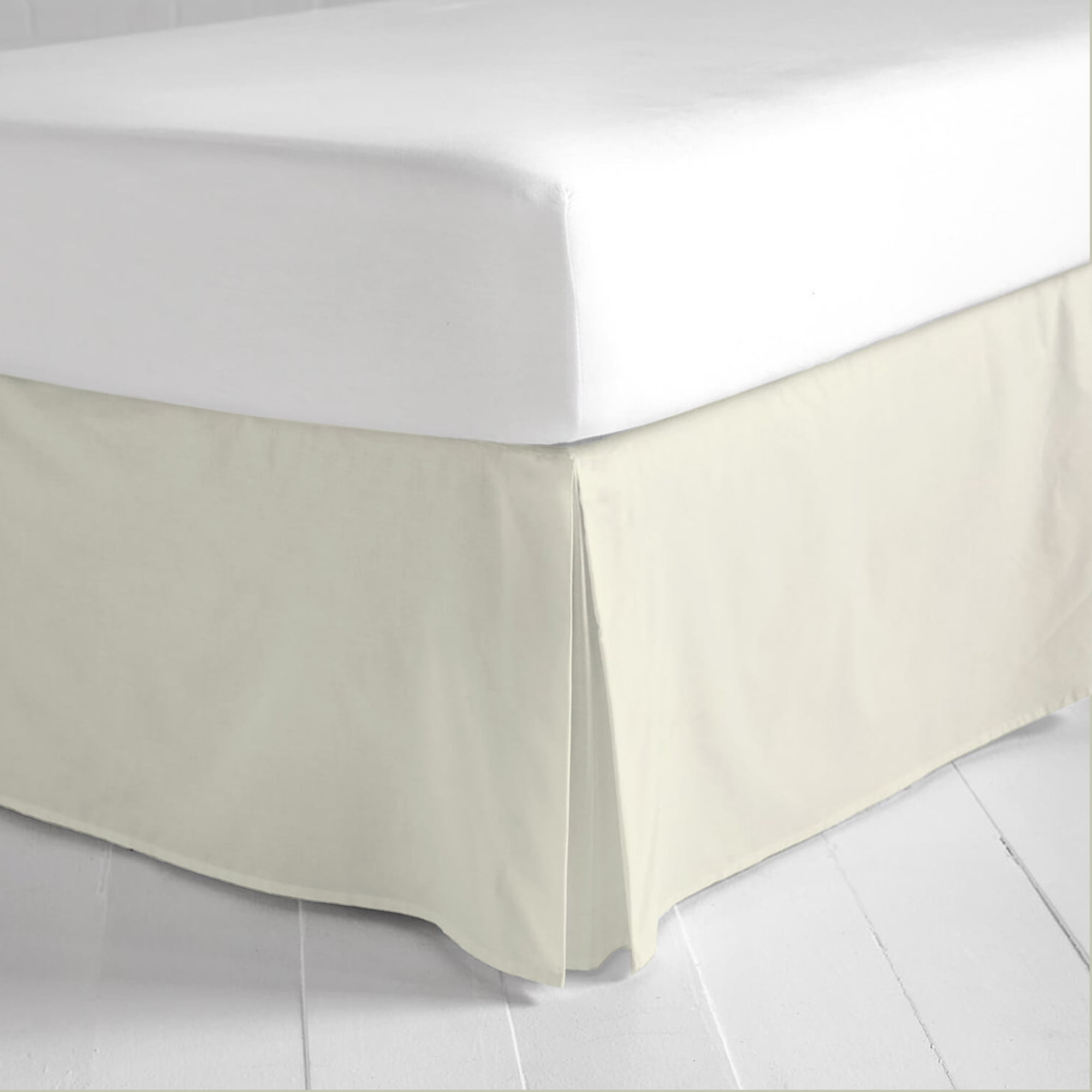 The Great American Store Easy on/Easy Off Double Brushed Easy-Stretch Design Fade Resistance Microfiber 15-Inch Drop Length Pleated Bed Skirt - Queen (Solid, Ivory)