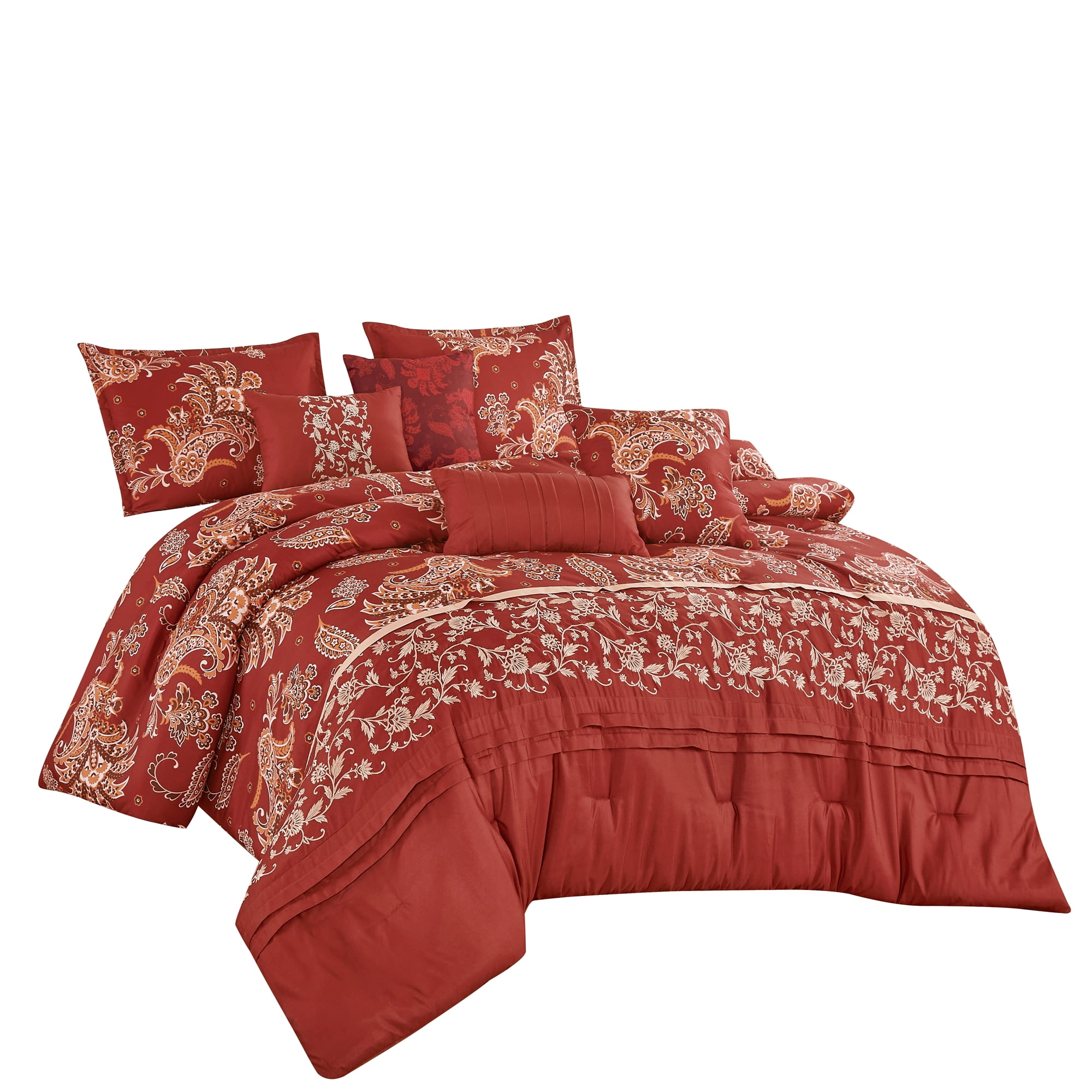 HIG 7-Piece Embroidered Comforter Set – Soft Microfiber Bedding, King