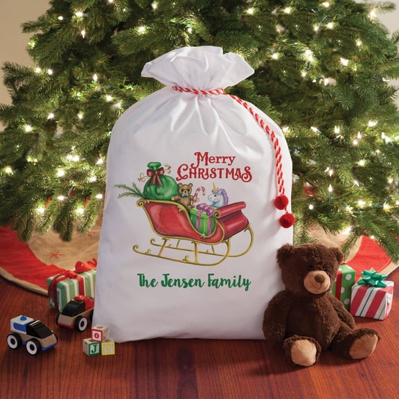 Personalized Christmas Sleigh Santa Sack, 2 Sizes To Choose From