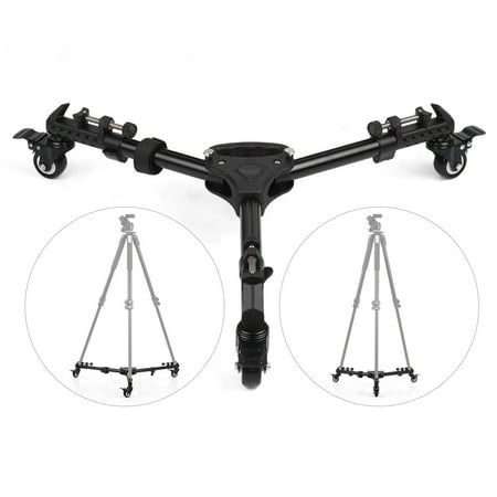 Universal Foldable Photography Heavy Duty Tripod Dolly Base Stand Flexible Wheels Adjustable Legs Max. Load 25kg with Carrying