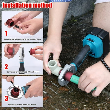 

Rechargeable Hot Melt Machine PPR Water Pipe Melter Plastic Welding Machine with Replacement Heads 18V Battery Powered