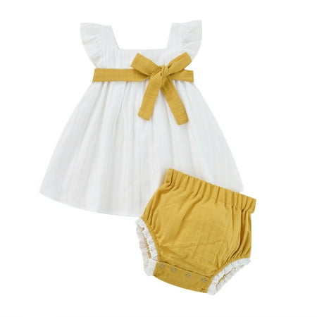 

Baby Girl Clothes 3 6 9 12 18 Months Infant Summer Outfits Lace Flysleeves Top Ruffle Skirts Set