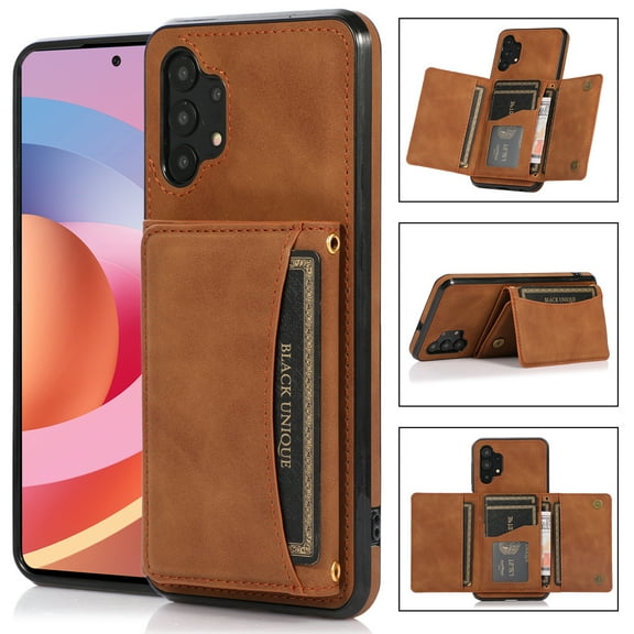 Compatible with Samsung Galaxy A32 5G Wallet Case, with Card Holder, PU Leather Kickstand Card Slots Case, Magnetic Clasp and Durable Shockproof Cover for Samsung Galaxy A32 5G,Brown