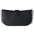 thumbnail image 4 of Michael Kors Women's Leather Solid Print Shoulder Handbag, Black Silver, 4 of 7