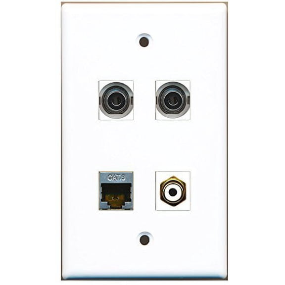 RiteAV - 1 Port RCA White 1 Port Shielded Cat6 Ethernet 2 Port 3.5mm Wall Plate