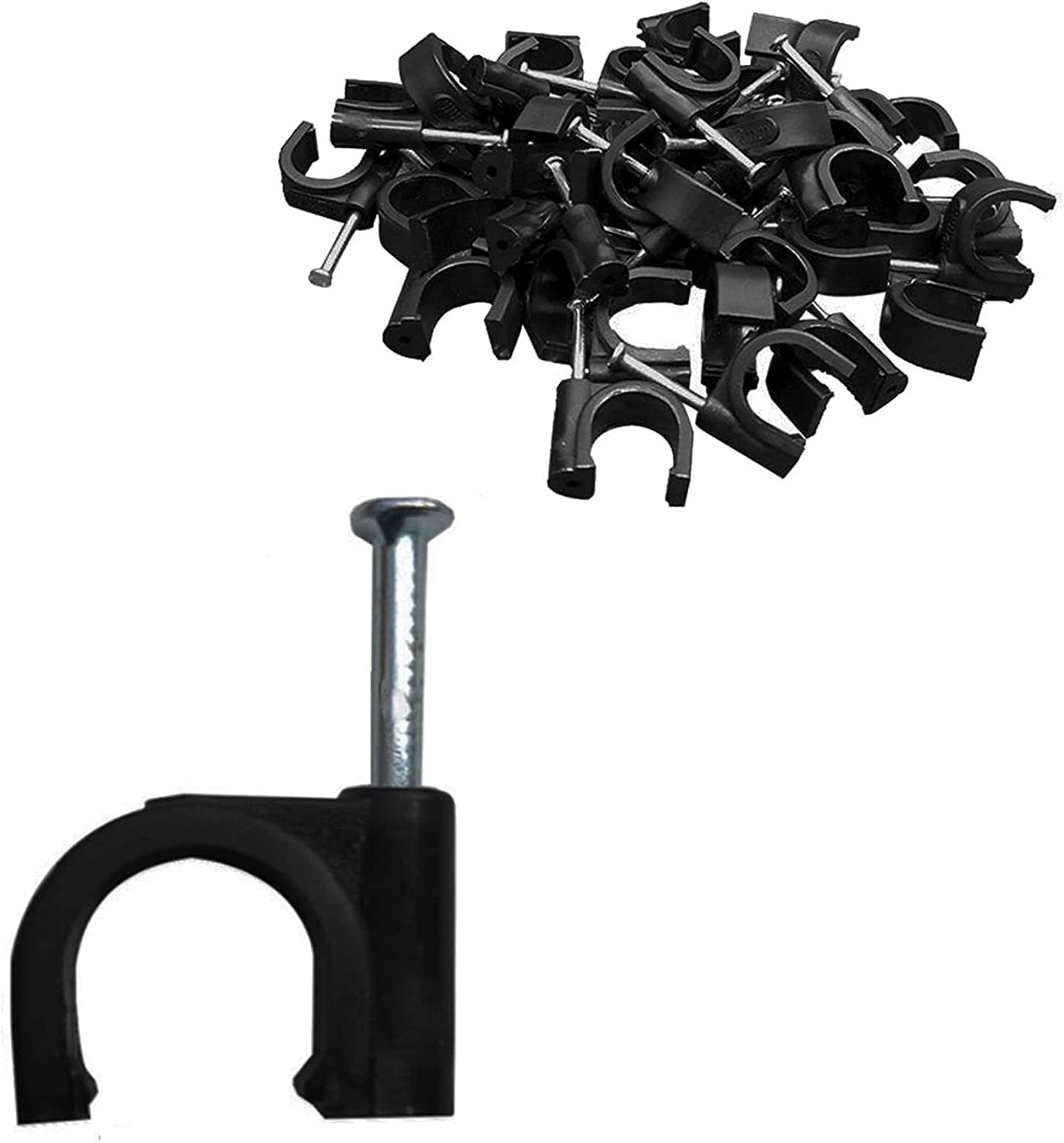 100PCS Black Half Clamp JHook with Nail, 20mm/3/4" Pex Clamps Nail in