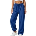 thumbnail image 5 of YgkuHd Womens High Waist Sweatpants Drawstring Elastic Tapered Jogger Pants Pockets Casual Sportswear Blue L, 5 of 5