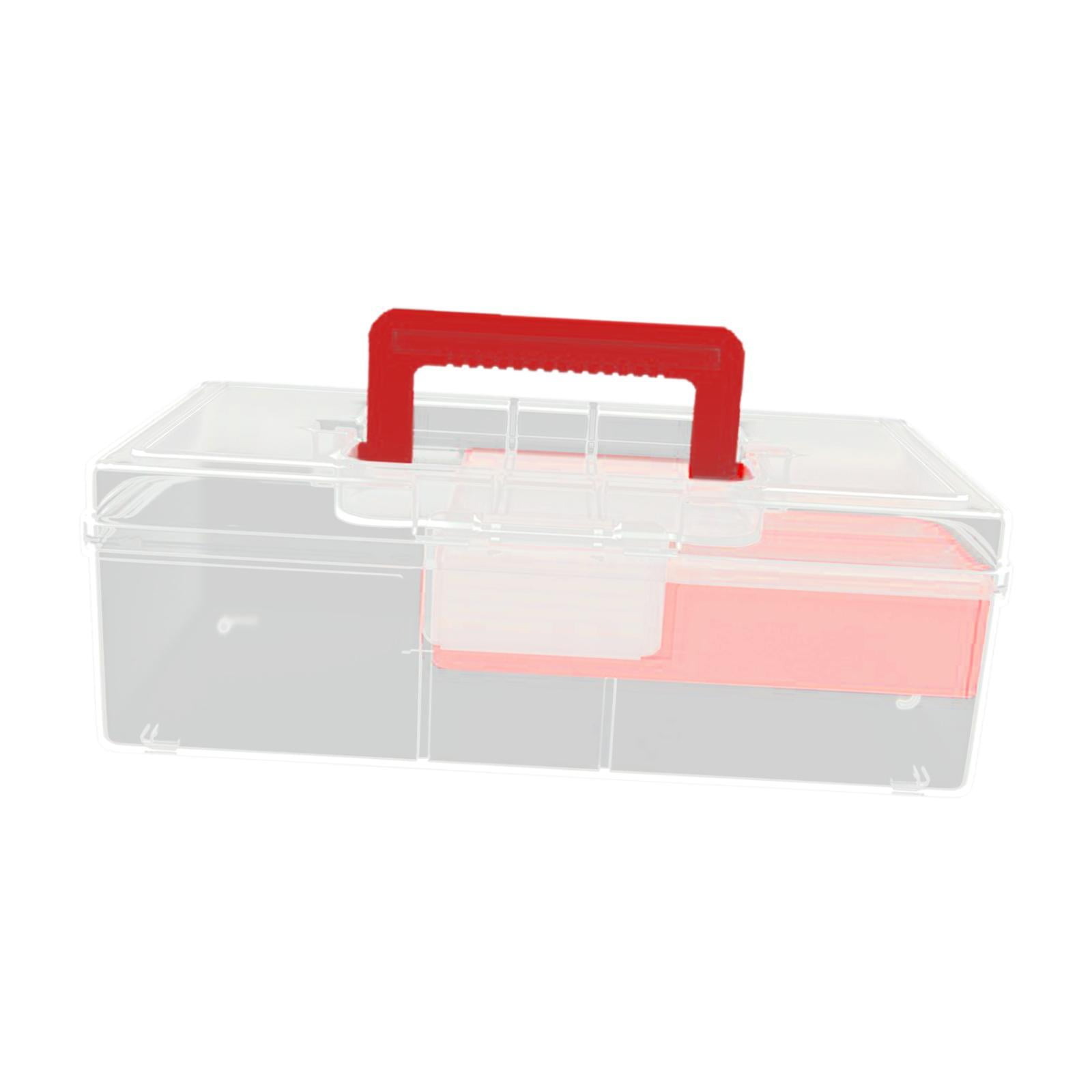 Wswqop Fishing Tackle Box 2 Layer with Handle Fishing Accessories Fly Fishing Hard Case red