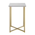 thumbnail image 4 of Pemberly Row 16" Transitional Metal Side Table with Faux Marble Top in Gold, 4 of 5