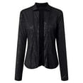 thumbnail image 5 of adviicd Women’s Sequin Jackets Long Sleeve Open Front Coat Glitter Short Blazer Casual Coat Party Club Black, M, 5 of 7