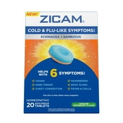 Zicam Cold & Flu-like Symptoms with Echinacea, Sambucus, Zinc, Homeopathic Helps Cold Symptoms, Peppermint, 20 Ct