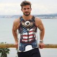 thumbnail image 6 of Fotbe Patriotic Boxing Bear Art Pattern Men's Quick Dry Workout Tank Top Gym Muscle Tee Fitness Bodybuilding Sleeveless T Shirt Breathable Workout Shirt-Small, 6 of 9