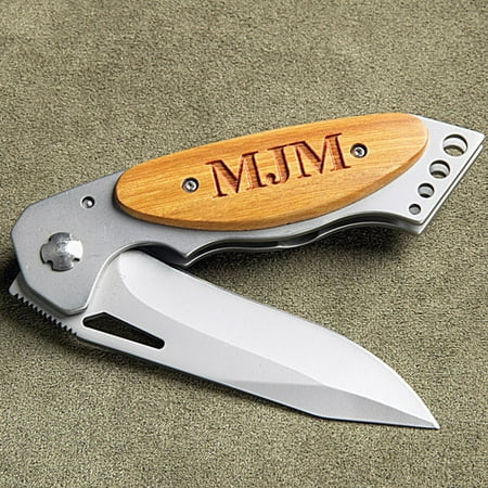 Personalized Pocket Knife with Wood Handle