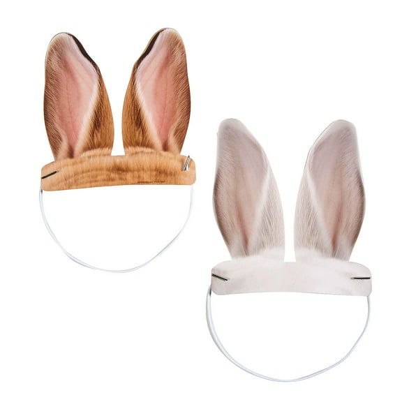 Fun Express 6" x 6 3/4" Realistic Easter Bunny Ear Cardstock Headwear - 12 Pieces