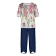 thumbnail image 4 of DailyTrove Women's Long Sleeve Floral Print Top & Pant Set - Patterned, Loose Fit, Summer & Weekend Wear,Navy, 4 of 5