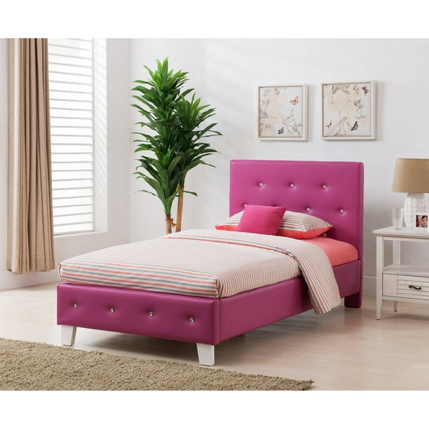 Boraam Kelsey Pink Upholstered Platform, Poundex Pu Upholstered Platform Bed Twin Pink