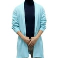 thumbnail image 2 of Lovskoo Cardigan Sweaters for Men Long Sleeve Winter Solid Color Sweater Cardigan Jacket Long Cut Casual Sweater Coat Sky Blue, 2 of 8
