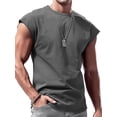 thumbnail image 2 of Doomiva Men's Sleeveless Muscle Shirts Workout Athletic Tank Tops Cap Sleeve Solid Casual T-Shirt Dark Gray XXL, 2 of 6