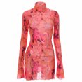 thumbnail image 1 of 2025 Robes d'Été pour Femmes en Maille Imprimée à Col Rond, Décontractées, à Manches, Ouvertes sur les Côtés, Longueur Genou pour Femmes, Hanches, 1 of 7