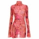 thumbnail image 1 of Gibobby Vestidos de suéter anchos Vestido de mujer con cuello redondo y mangas acampanadas con estampado de malla y abertura lateral en la cadera(Rojo,G), 1 of 5