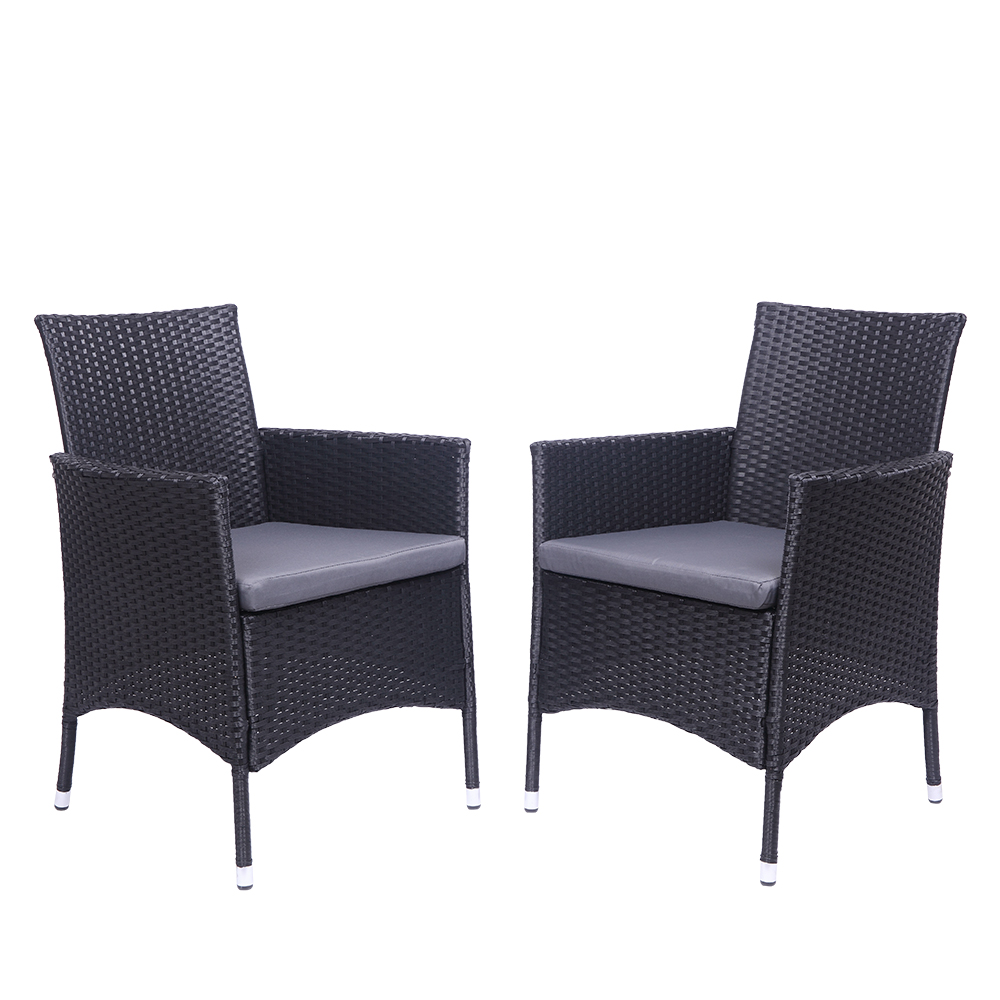 Patio Chairs Set of 2, BTMWAY All-Weather Wicker Patio Furniture Set, Heavy Duty Rattan Bistro Chairs Conversation Set, Front Porch Furniture Outdoor Chairs Set for Backyard Garden Balcony, Black - image 5 of 11