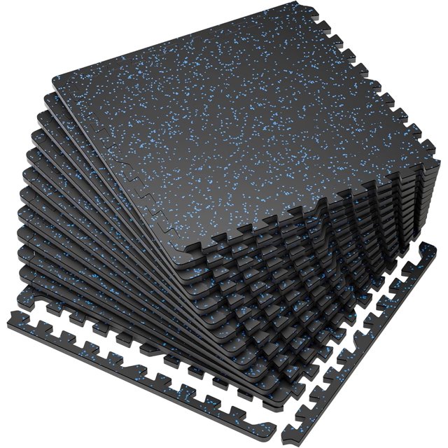 .&#;Thick Sq Ft Rubber Top Exercise Equipment Mats High Density EVA Foam Mats with Rubber Top Interlocking Gym Flooring for Home Gym Protective Workout Mat /G