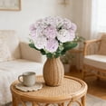 thumbnail image 2 of chaungfeng 13.7In Artificial Hydrangea Silk Flowers Bouquet, Faux Hydrangea Stems for Wedding Centerpieces Home Decor (Purple), 2 of 6