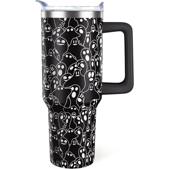 Halloween Tumbler 40oz Spider Web Spooky Tumblers with Lid and Straw Halloween Gifts for Women Men Stainless Steel 40 Oz Gothic Cup Goth Gift for Adults
