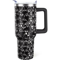 Halloween Tumbler 40oz Ghost Spooky Tumblers with Lid and Straw Halloween Gifts for Women Men Stainless Steel 40 Oz Gothic Cup Goth Gift for Adults