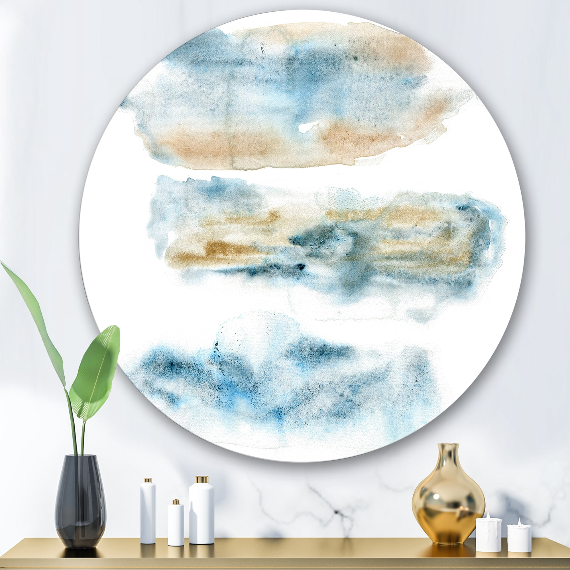 Designart 'Abstract Of Clouds Dark Blue Colored II' Modern Circle Metal Wall Art 29x29 - Disc of 29