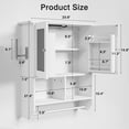 thumbnail image 3 of VECELO Modern Bathroom Wall Mounted Cabinet with Double Mirror Doors and LED Light, Hanging Medicine Storage Cabinet with Towel Bar for Bathroom Laundry Room, White, 3 of 9