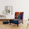 thumbnail image 2 of Designart "Vibrantes Illusions Opt Art painting II" Chaise d'Appoint Rembourrée Moderne Multicolore - Fauteuil Moderne pour Salon, 2 of 7