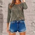 thumbnail image 6 of Sweatshirts Under $5 ! Yrmaups Women Floral Summer Fall Tops 3/4 Length Sleeve Shirts Fashion Blouses Tunics Beach Vacation Clothes Plus Size Vintage Floral Print Casual Elegant Lightweight Tops, 6 of 9