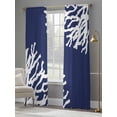 thumbnail image 3 of Sheer Curtains 84 inches Long 2 Panels Set Navy Blue Coral Light Filtering Sheer Drapes Rod Pocket Window Curtains for Living Room/Bedroom, Coastal Ocean White, 3 of 8