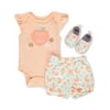 Bon Bebe Baby Girls' Peach 3-Piece Layette Set Outfit (Newborn)