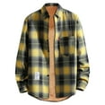 thumbnail image 2 of Huankd Men's Sherpa Lined Flannel Shirt Jacket Plaid Button Up Jacket Coat with Pocket Yellow XL, 2 of 4