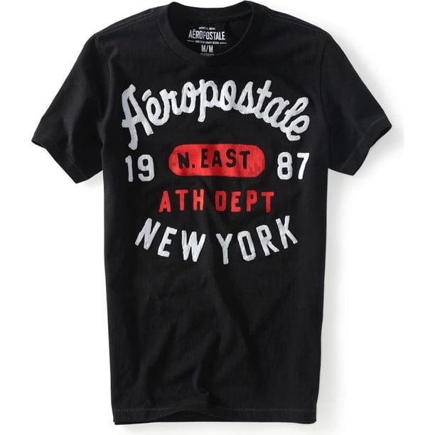 Aeropostale - Camiseta gráfica para hombre con acabado de fieltro Ath Dept, color negro, XS