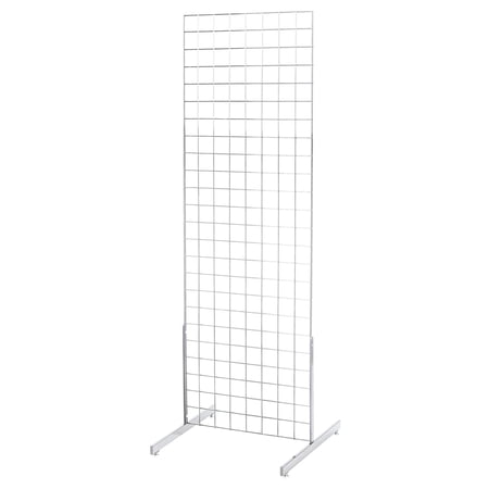 ZMSHOP Chrome Standing Gridwall Panel - 2 ft x 6 ft, Includes Panel and 2 Legs - Wire Grid Art Display, Ideal for Retail, Boutique, Thrift, Vendor and Craft Shows, Sturdy