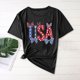 thumbnail image 1 of Karight Womens Summer Short Sleeve Tops Bow Printed Shirts Beach Vacation Outfits Workout Tshirts Casual Clothes, 1 of 4