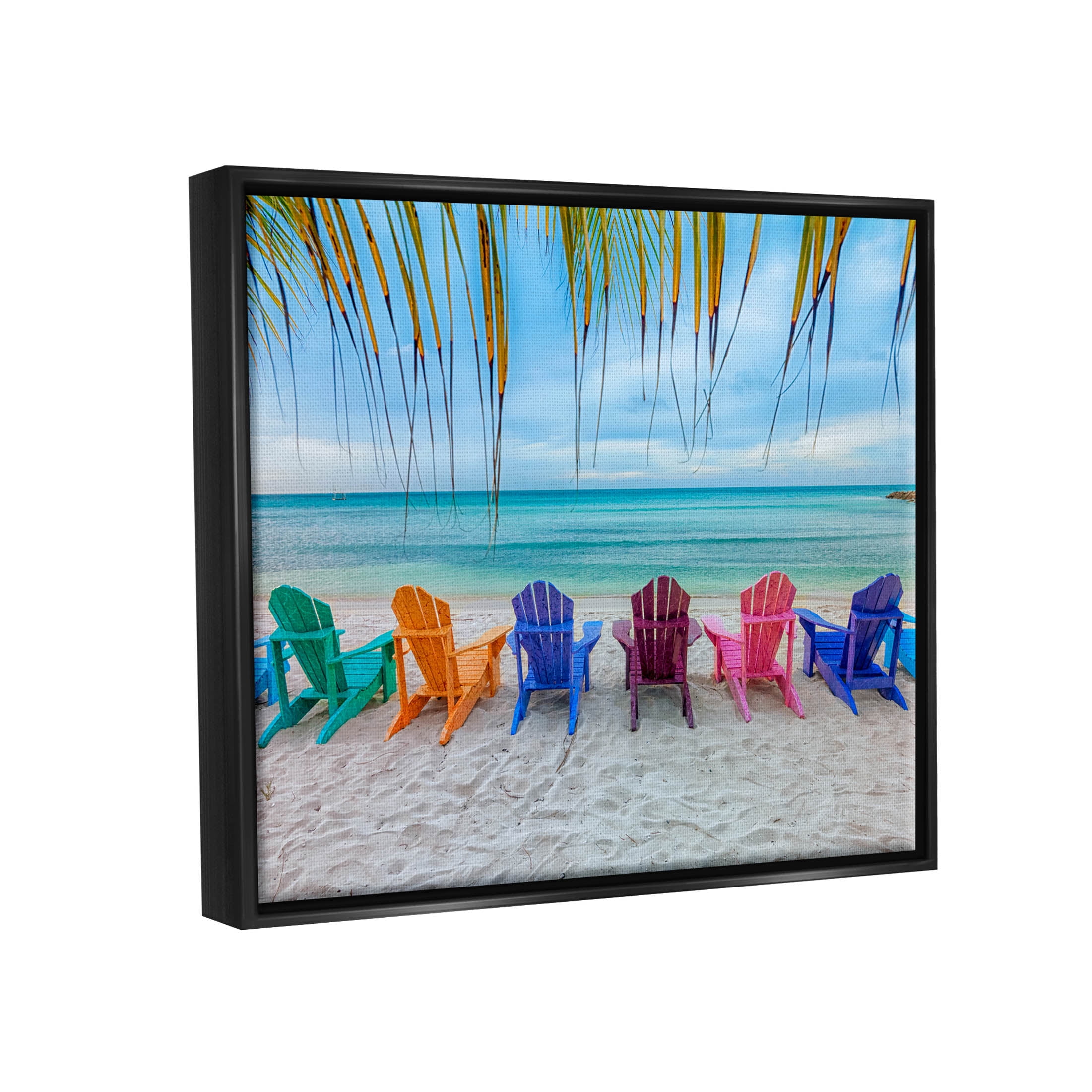 Stupell Industries Picturesque Tropical Summer Beach Photograph Jet Black Floating Framed Canvas Print Wall Art, Design by Mary Lou Photography