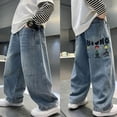 thumbnail image 2 of YunPes Boys' Pants Loose Bottoms Children Cool Handsome Style Daddy Jeans for Children Kids Pants, 2 of 6