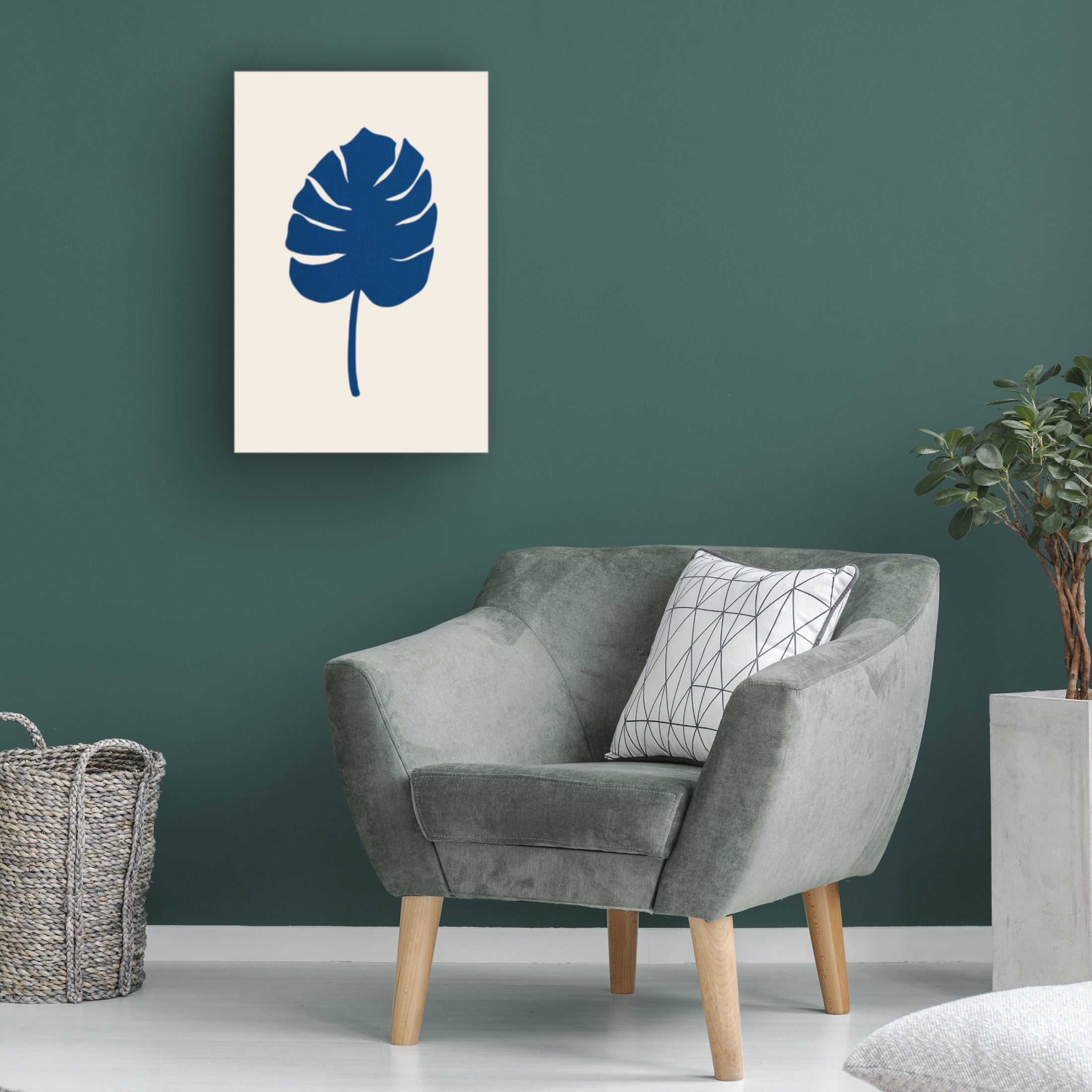 Canvas Wall Art - Pictufy Studio 'Monstera Canvas Blue' Wall Art for Living Room, Bedroom, or Office Décor by Trademark Fine Art - 16 x 24 Inches