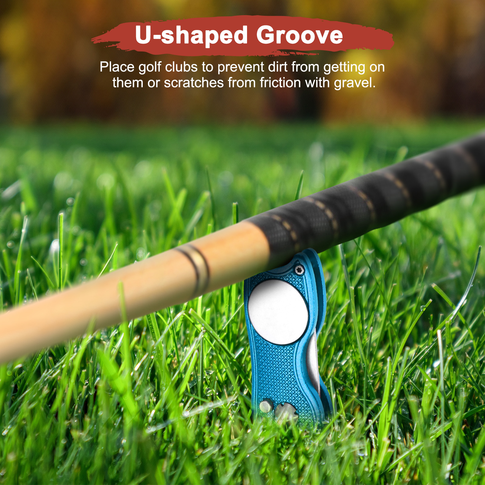 Uxcell Golf Divot Repair Tool [4PCS] - Switch Foldable Divot Tool Rack with Magnetic Ball Marker - [Blue] Green Fork Tines