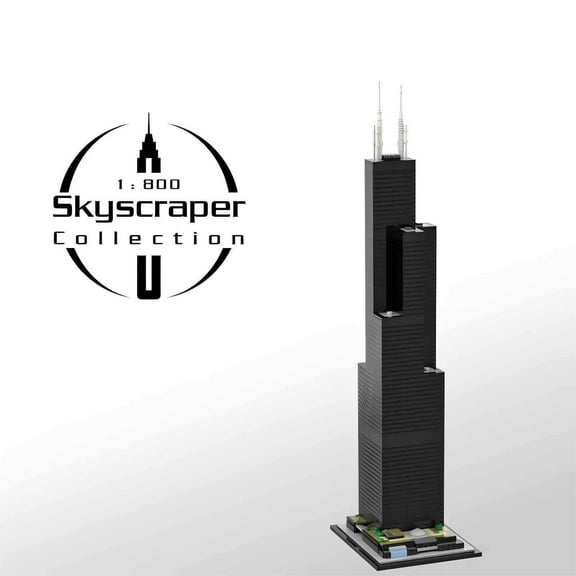 MOC-127024 Willis Tower Modular Building Blocks Set Sears Tower Skyscraper MOC Bricks Toys 1:800 2847pcs