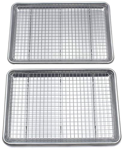 Checkered Chef Quarter Sheet Pan Six Pack Aluminum Rimmed Cookie 1/4 Sheet Pans For Baking 6 Small Baking Sheets 9 ½ x 13 Inches 
