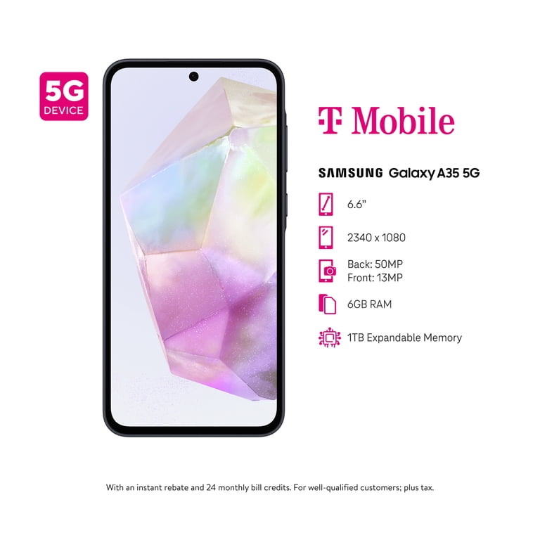 T-Mobile Samsung Galaxy A35 5G, 128GB, Blue - Postpaid Smartphone 